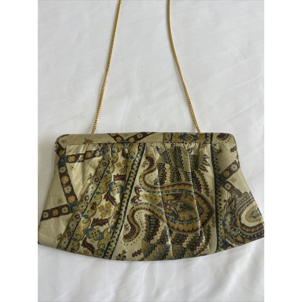 Morris Moskowitz Shoulder Bag Printed Leather Paisley Design Vintage MM Purse‎